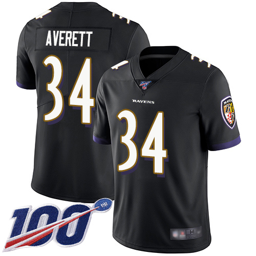 Baltimore Ravens Limited Black Men Anthony Averett Alternate Jersey NFL Football #34 100th Season Vapor Untouchable->nfl t-shirts->Sports Accessory